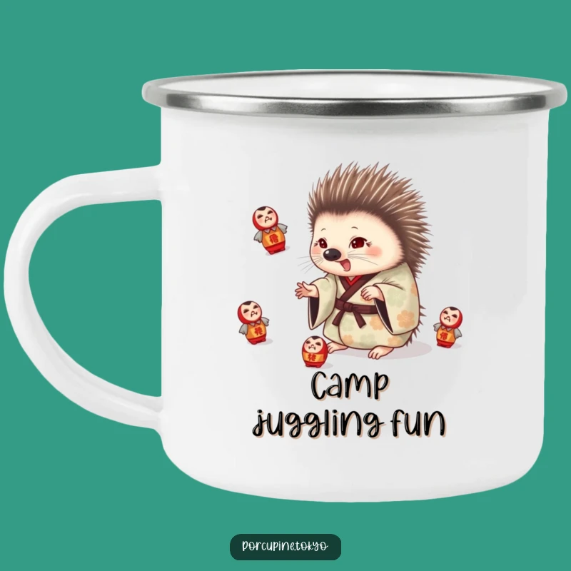 Funny Porcupine Juggling Camping Mug: Playful Adventures