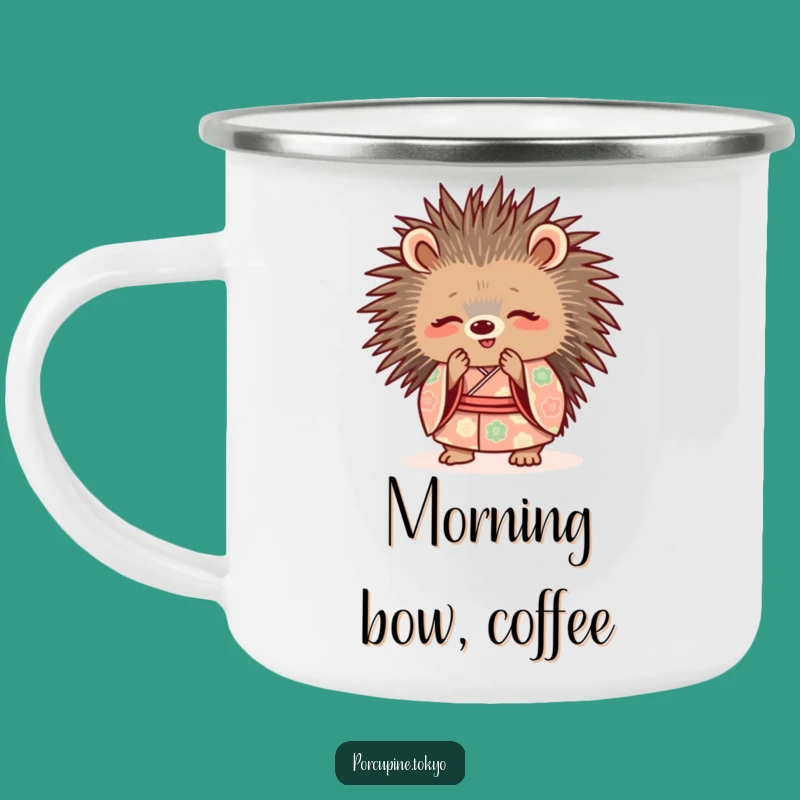 Funny Porcupine Kimono Camping Mug - Cute Polite Outdoor Gift