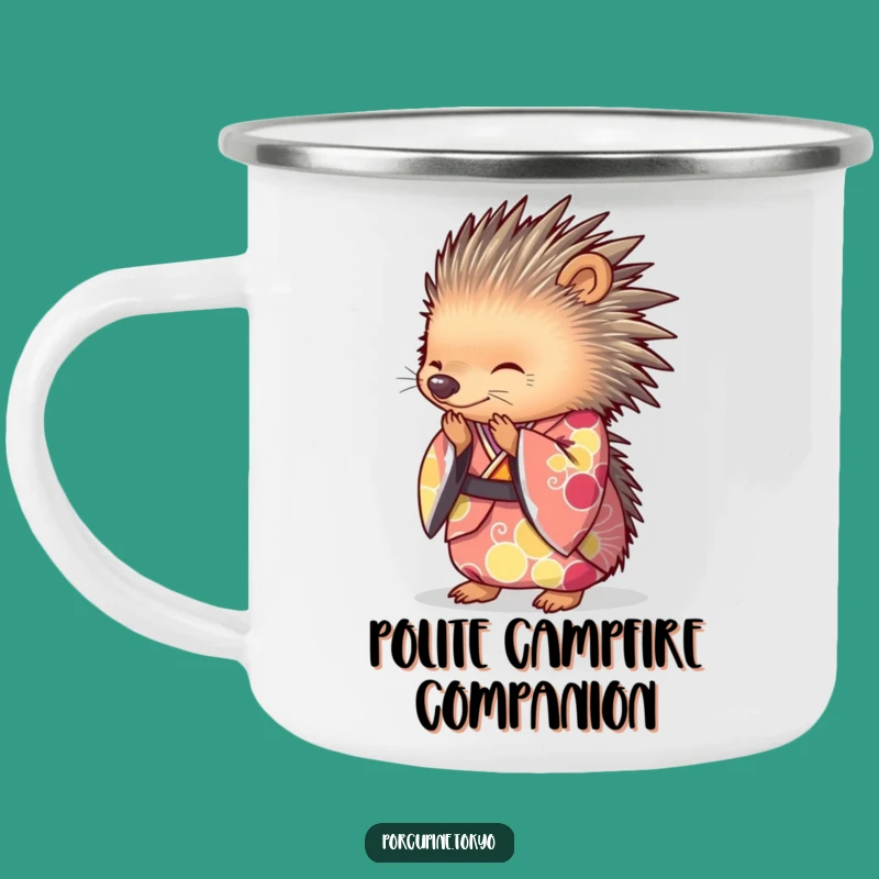 Funny Porcupine Kimono Camping Mug: Graceful Outdoors, a Hilarious Gift