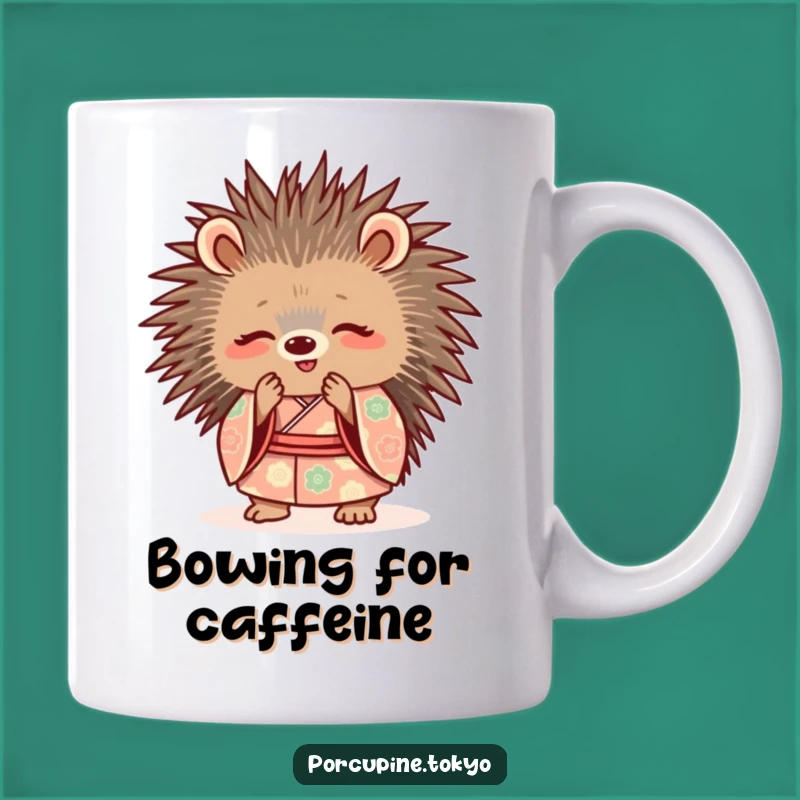 Funny Porcupine Kimono Mug - Cute Bowing Animal Polite Gift