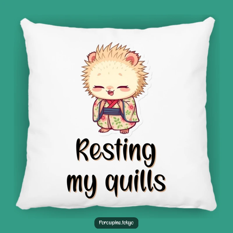 Funny Porcupine Floral Kimono Pillow: Cozy Comfort with a Graceful Bow