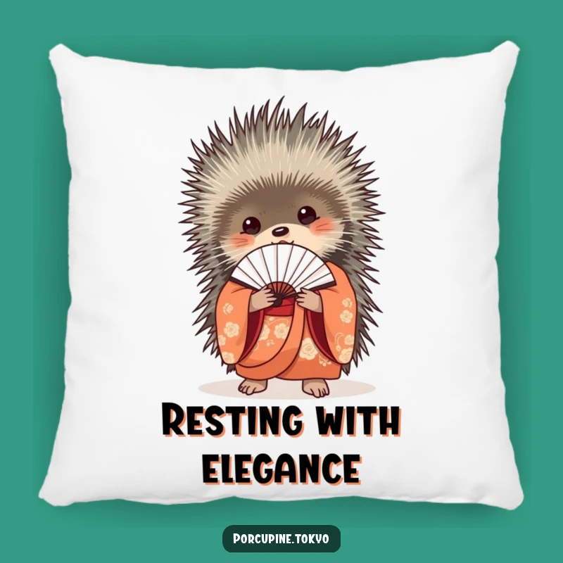 Funny Elegant Porcupine Kimono Pillow - Sophisticated Fan Comfort