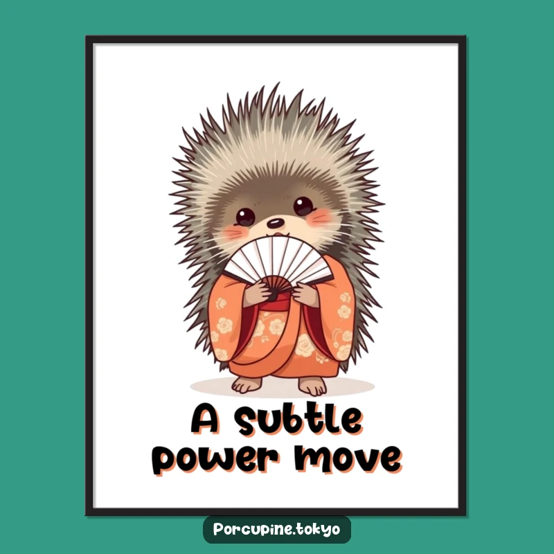 Funny Elegant Porcupine Kimono Digital Art - Sophisticated Fan Print