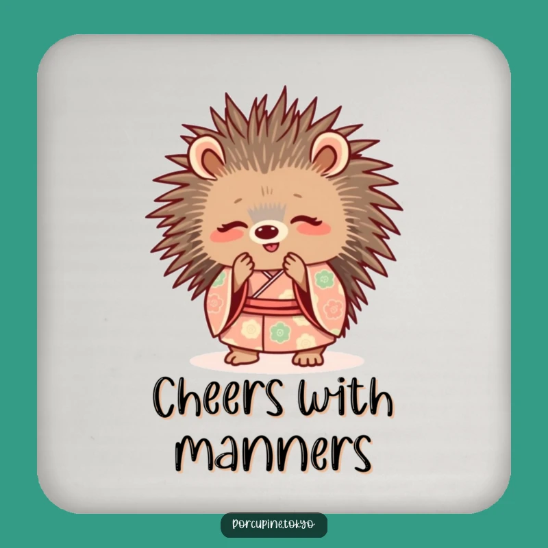 Funny Porcupine Kimono Coasters - Cute Polite Drink Gift