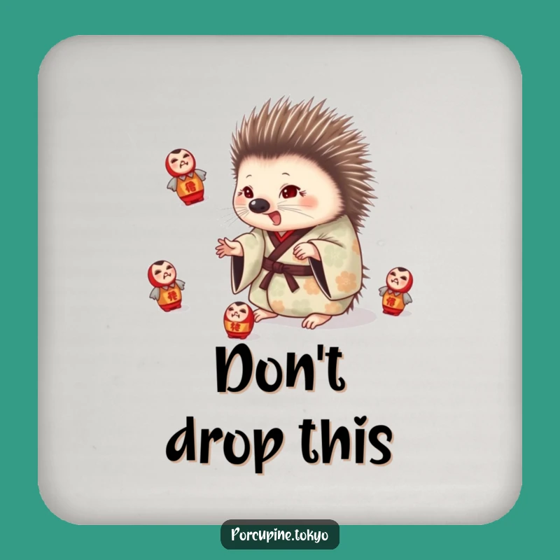 Funny Porcupine Juggling Coaster: Protect Surfaces with Playful Humor
