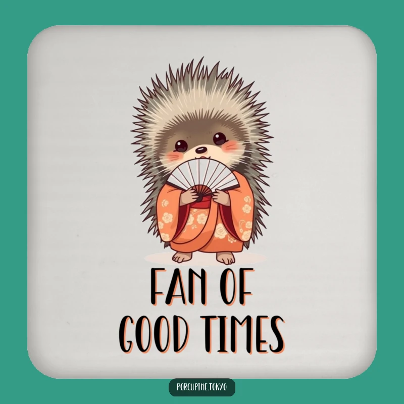 Funny Elegant Porcupine Kimono Coasters - Sophisticated Fan Drink Gift
