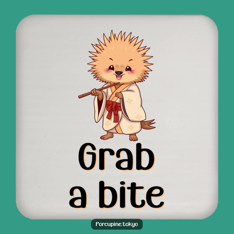 Funny Playful Porcupine Kimono Coasters - Chopstick Fun Drink Gift
