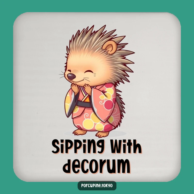 Funny Porcupine Kimono Coasters: Graceful Surface Protection, a Hilarious Gift
