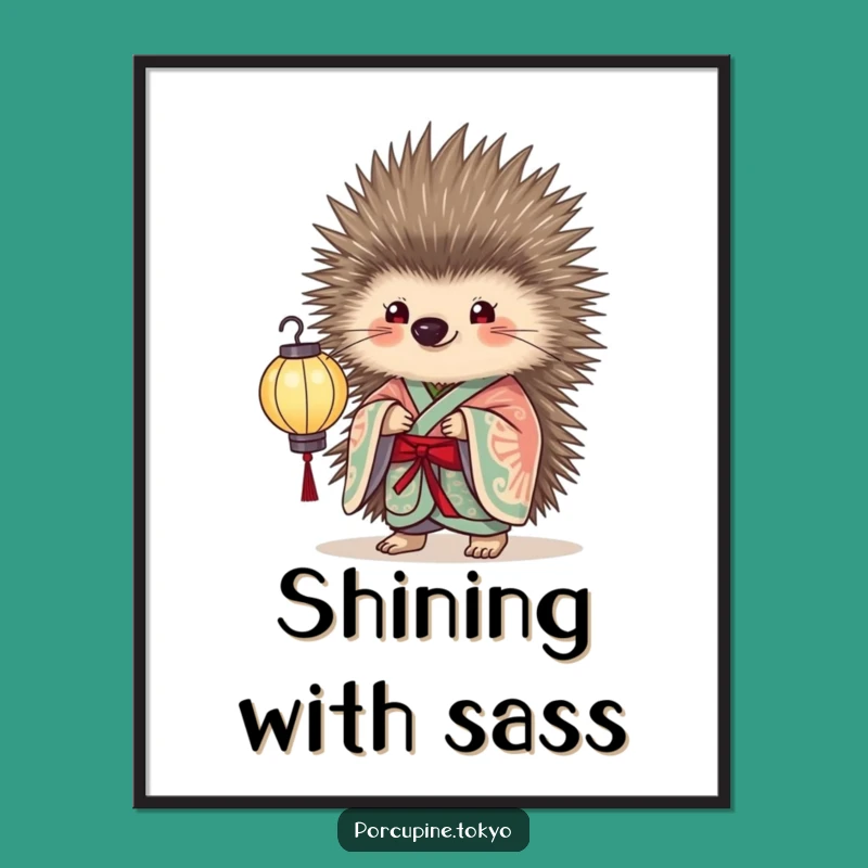 Funny Porcupine Lantern Poster: Elegant Light Art, a Hilarious Decor Gift