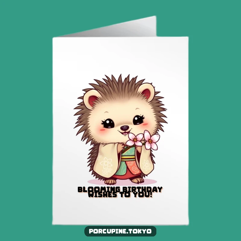 Free Printable Birthday Card: Elegant Porcupine Blossom Downloadable Gift