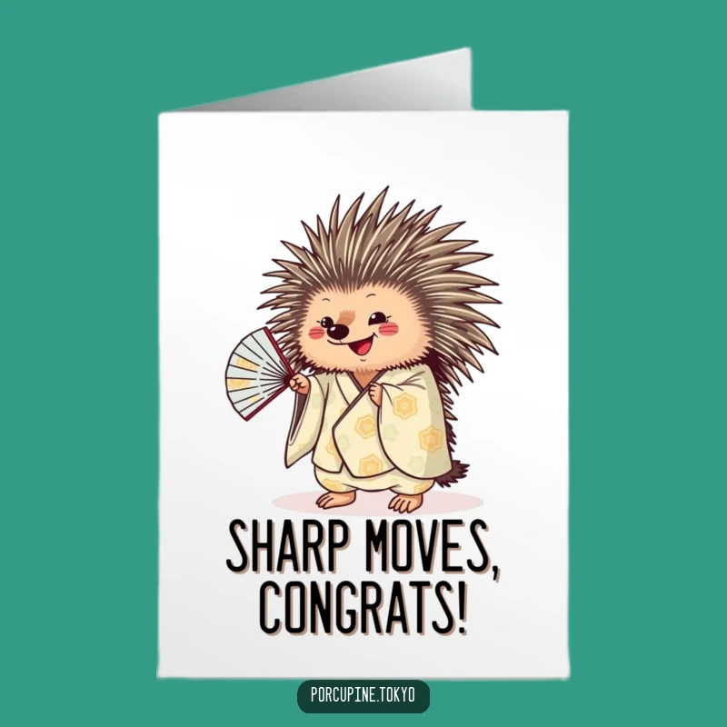Free Printable Kimono Porcupine Congrats Card: Funny Downloadable Gift for Any Occasion