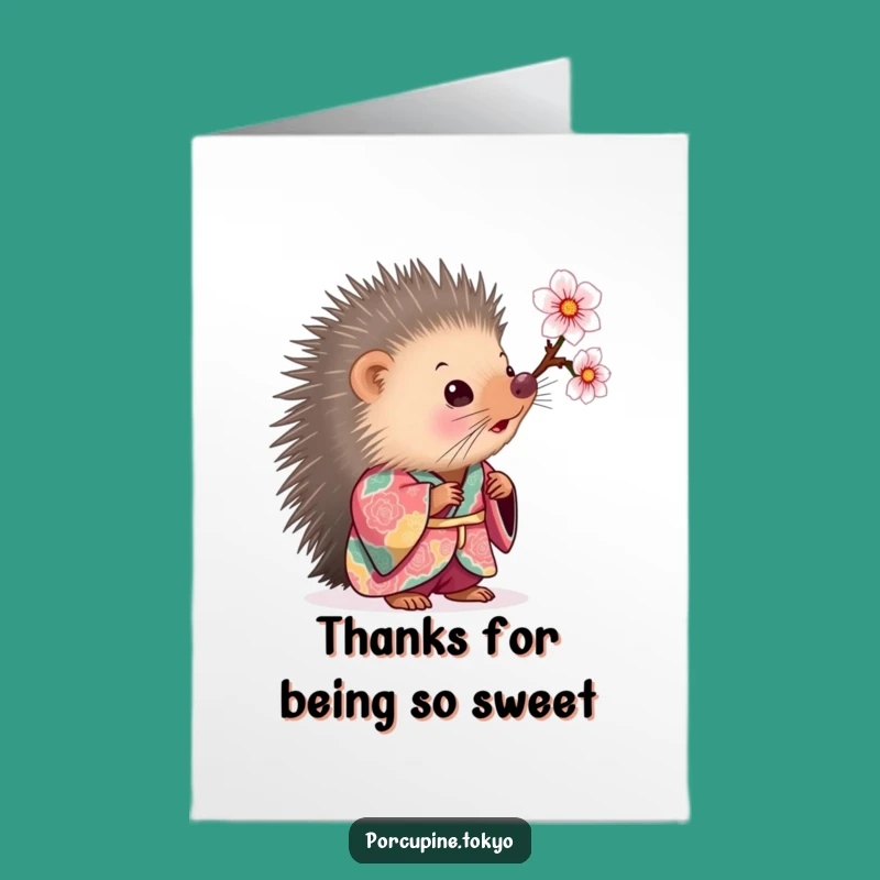 Free Printable Thank You Card: Kimono Porcupine Blossom Funny Downloadable Gift