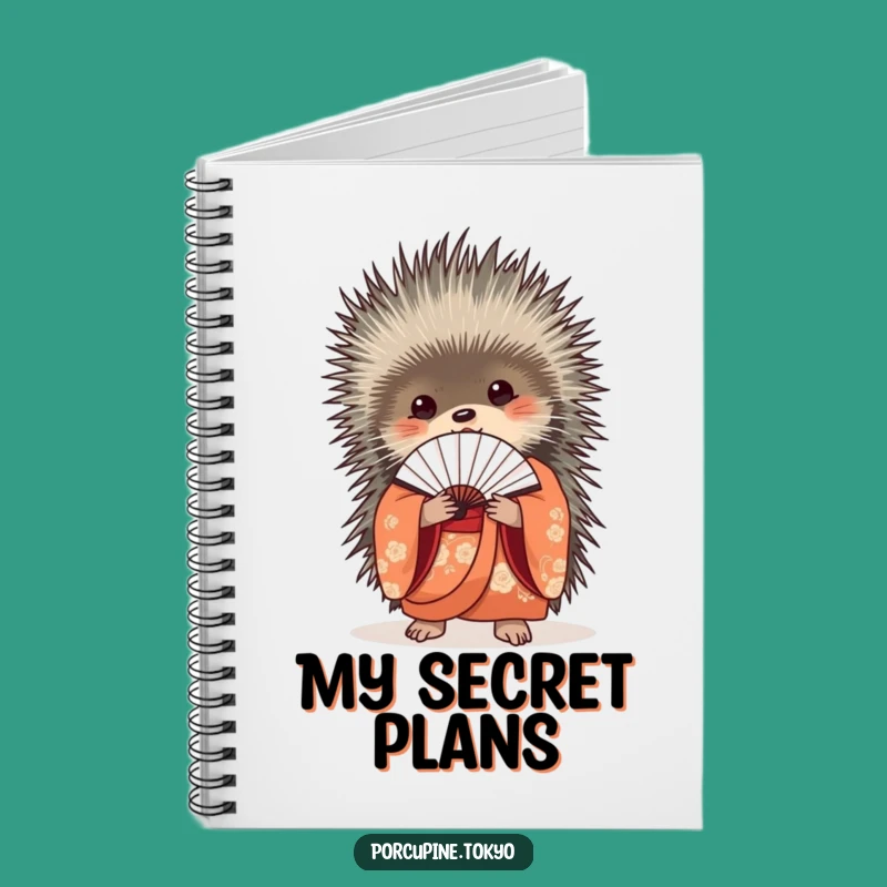 Funny Elegant Porcupine Kimono Notebook - Sophisticated Fan Journal