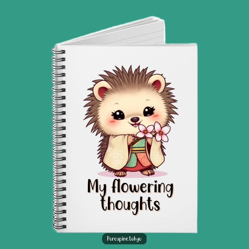 Funny Porcupine Kimono Notebook: Jot Down Ideas with Blossom Charm