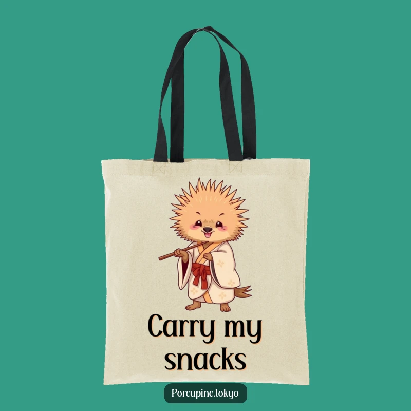 Funny Playful Porcupine Kimono Tote Bag - Chopstick Fun Carryall