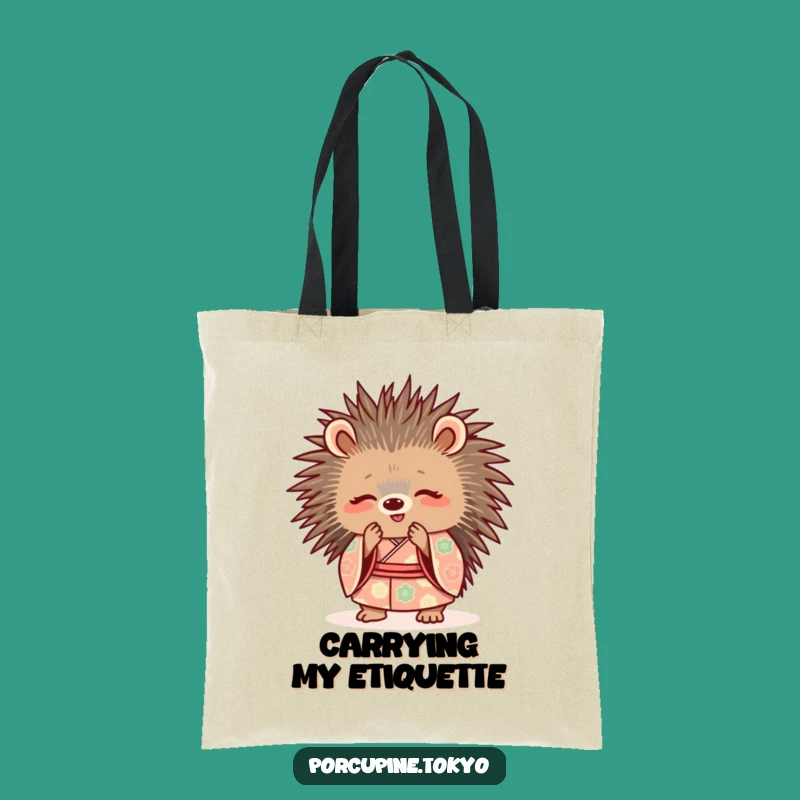 Funny Porcupine Kimono Tote Bag - Cute Bowing Animal Carryall Gift